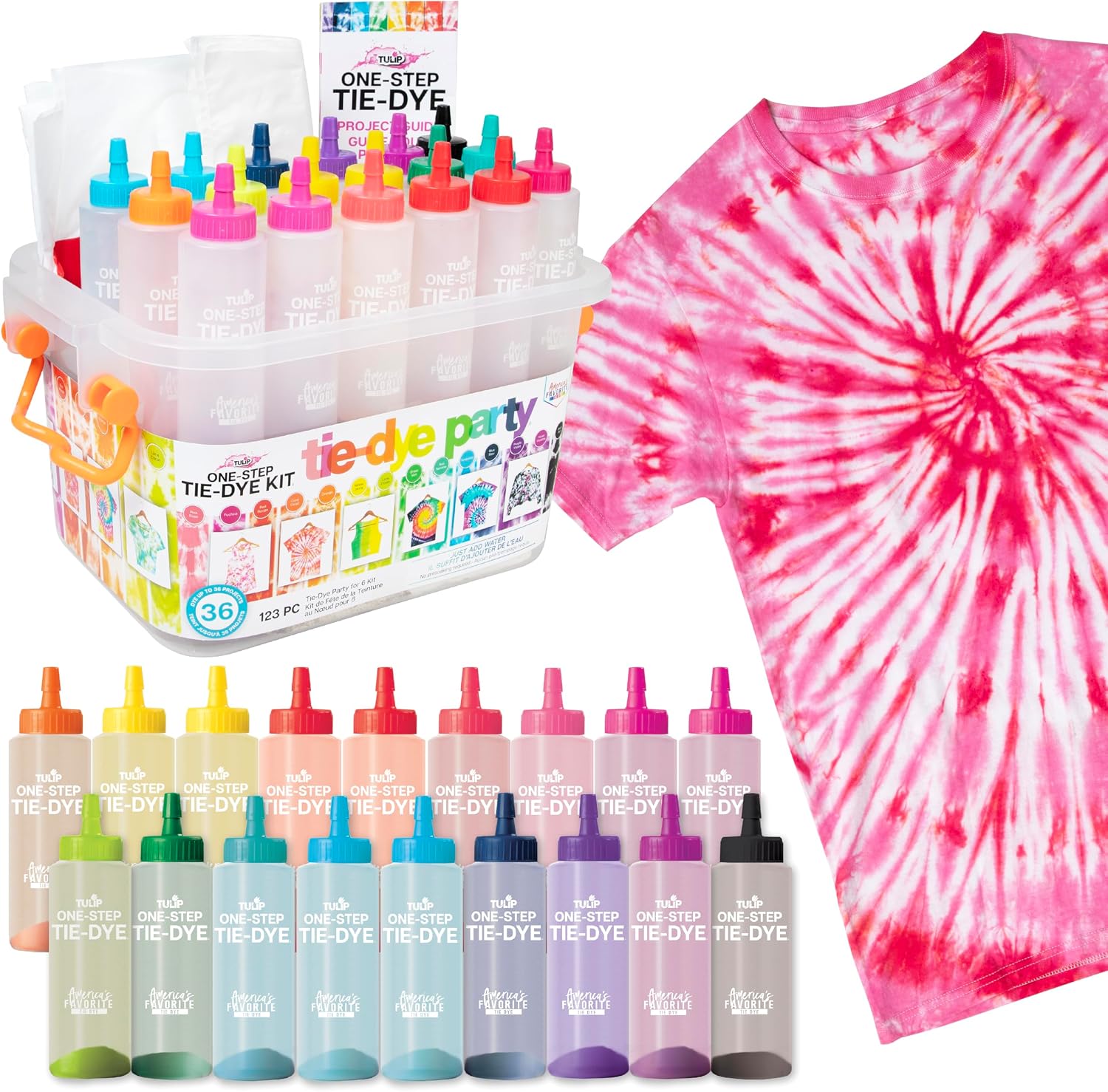 Tulip One-Step Tie Dye Party Kit, 18 Bottles, 14 Colors
