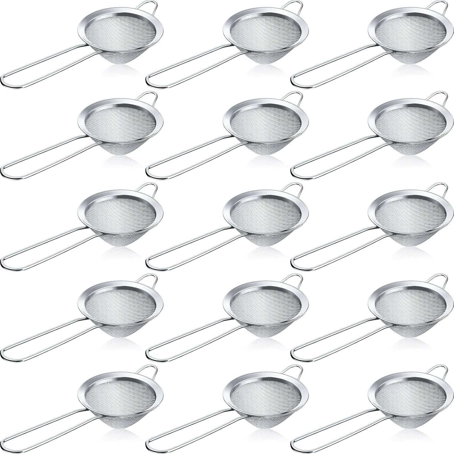 Yungyan 15 Pieces Tea Strainers Cocktail Strainer 3.3 Inches Stainless Steel Fine Mesh Tea Strainer Colander Conical Food Loose Practical Tool, Silver (Silver)