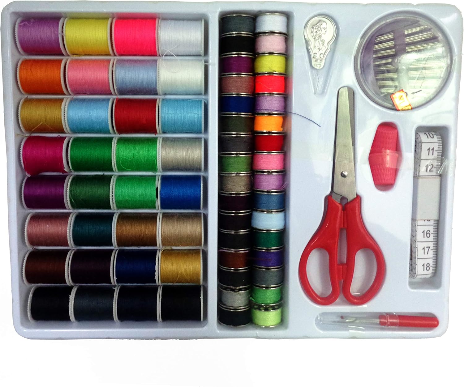E-isata Sewing Tool Kit 100 in1 Assorted Sewing Threads with Bobbins Thread Spools Sewing Kit Accessories for Basic Sewing Machine Emergency and Travel