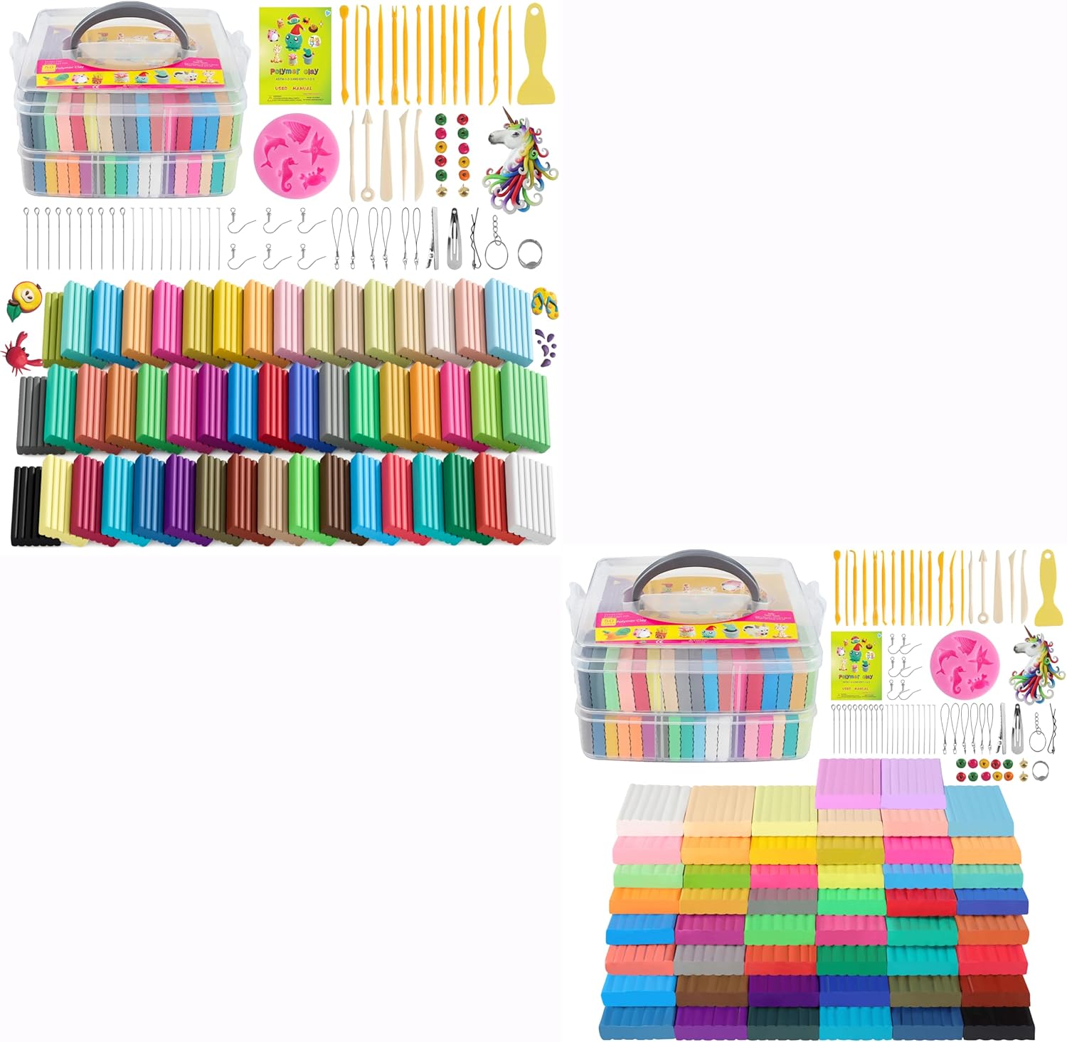 100 Colors Polymer Modeling Clay Kit for Kids,with Storage Box DIY Mold Oven Bake Clay with Sculpting Tools and Accessories,for Kids Adult and Artist Friendly Ideal Gifts