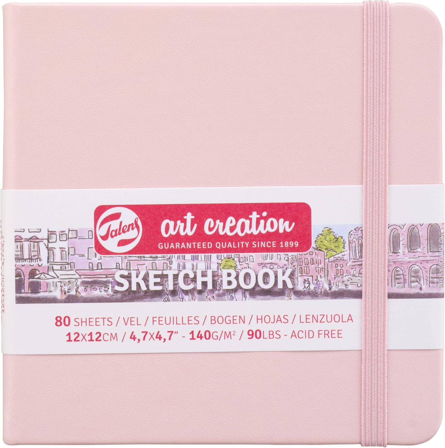 Talens Art Creation Sketchbook 80 Sheets, 12 cm x 12 cm Size, Pastel Pink