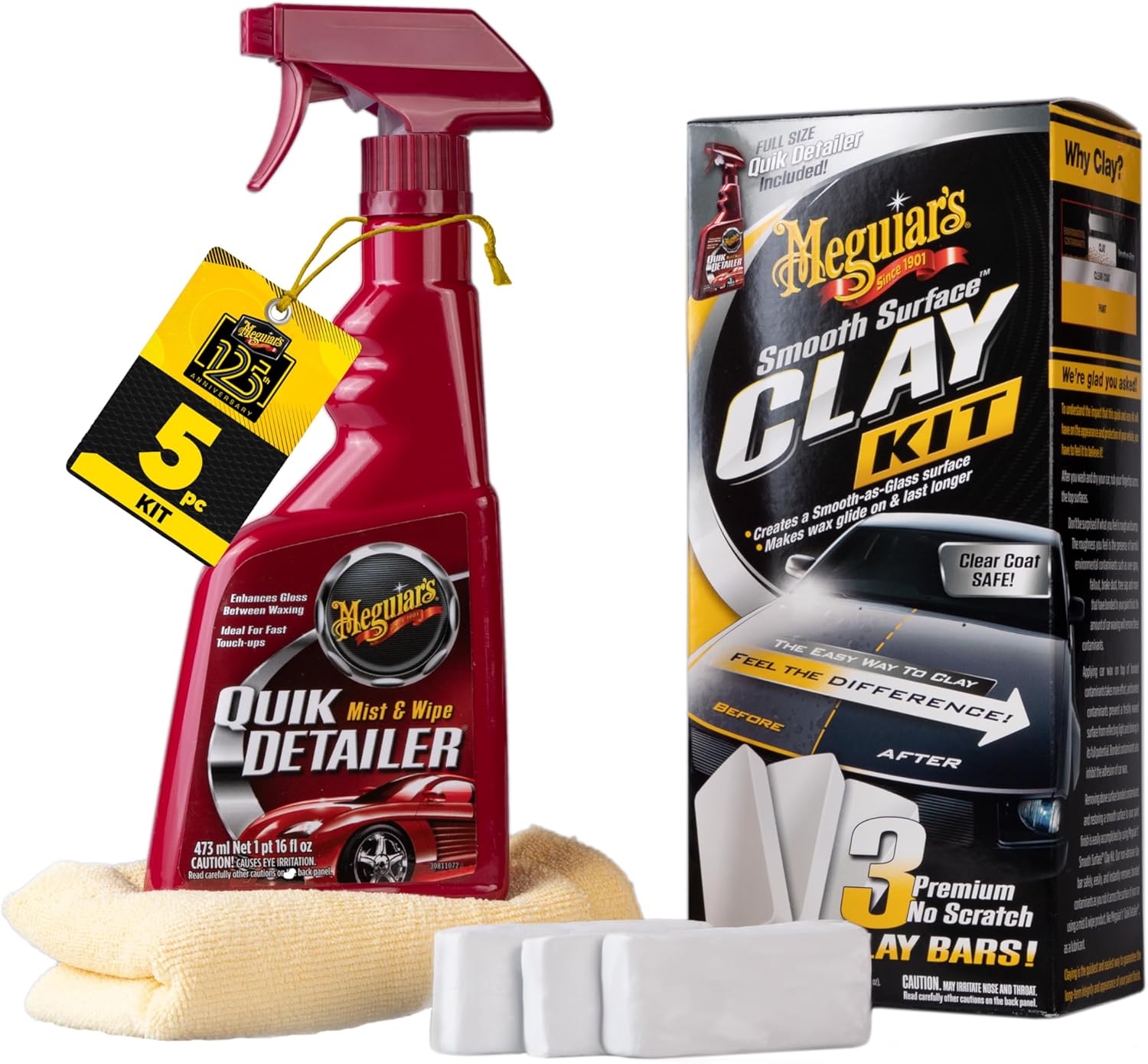 Meguiar's G191700 Smooth Surface Clay Kit, Safe and Easy Car Claying for Smooth as Glass Finish
