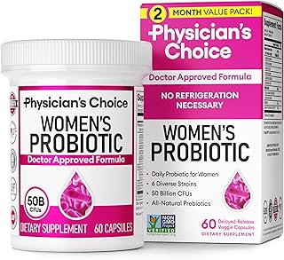 Physician's Choice Probiotics - PH Balance, Digestive, UT, & Feminine Health - 50 Billion CFU - 6 Unique Strains for Women - Organic Prebiotics, Cranberry Extract+ - Probiotic - 60 CT