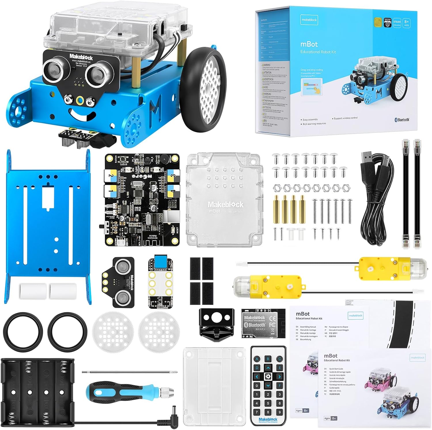 Makeblock mBot Coding Robot for Kids 8-12, Programmable Robot Compatible with Scratch and Arduino, Detects Obstacles, Follow Line, Arduino Coding Kit for Boys and Girls
