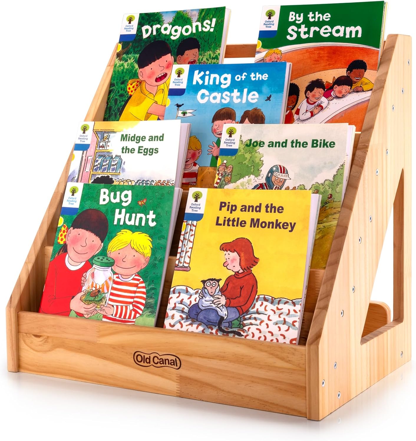 Montessori Bookshelf, Kids Bookshelf and Toy Storage Organizer with Deep Sleeves, Toddler Book Shelves with Handle & Anti-Tilting Design, 5-Tier Pine Book Shelf for Kids Rooms, Nursery