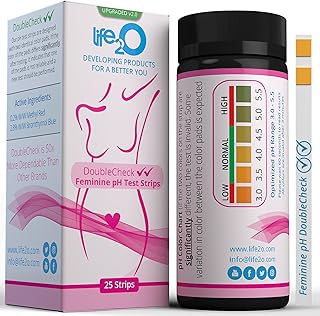 DoubleCheck Vaginal pH Yeast Infection Test Kit for Women, at Home Bacterial Vaginosis BV and Amniotic Fluid Test Strips, Body pH Balance Test Strips (25 Strips)