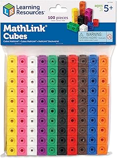 Learning Resources MathLink Cubes - Set of 100 Cubes, Ages 5+ Kindergarten, STEM Activities, Math Manipulatives, Homeschool Supplies, Teacher Supplies