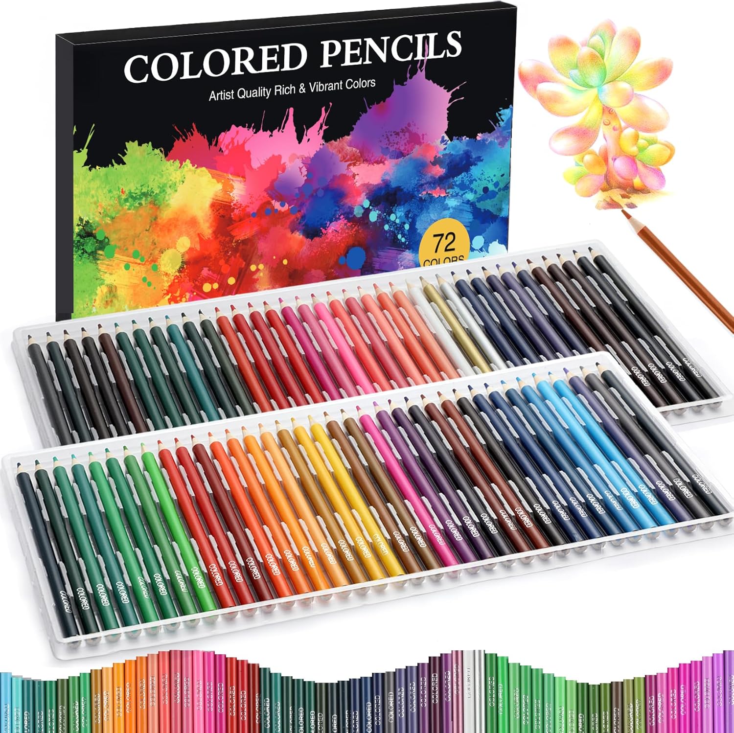 72 Pack Coloring Pencils, Colored Pencils for Adult Coloring Books with Soft Oil-Based Cores, Color Pencil Set for Sketching Blending Layering, Art Supplies for Kids Teens Adults Beginners Artists