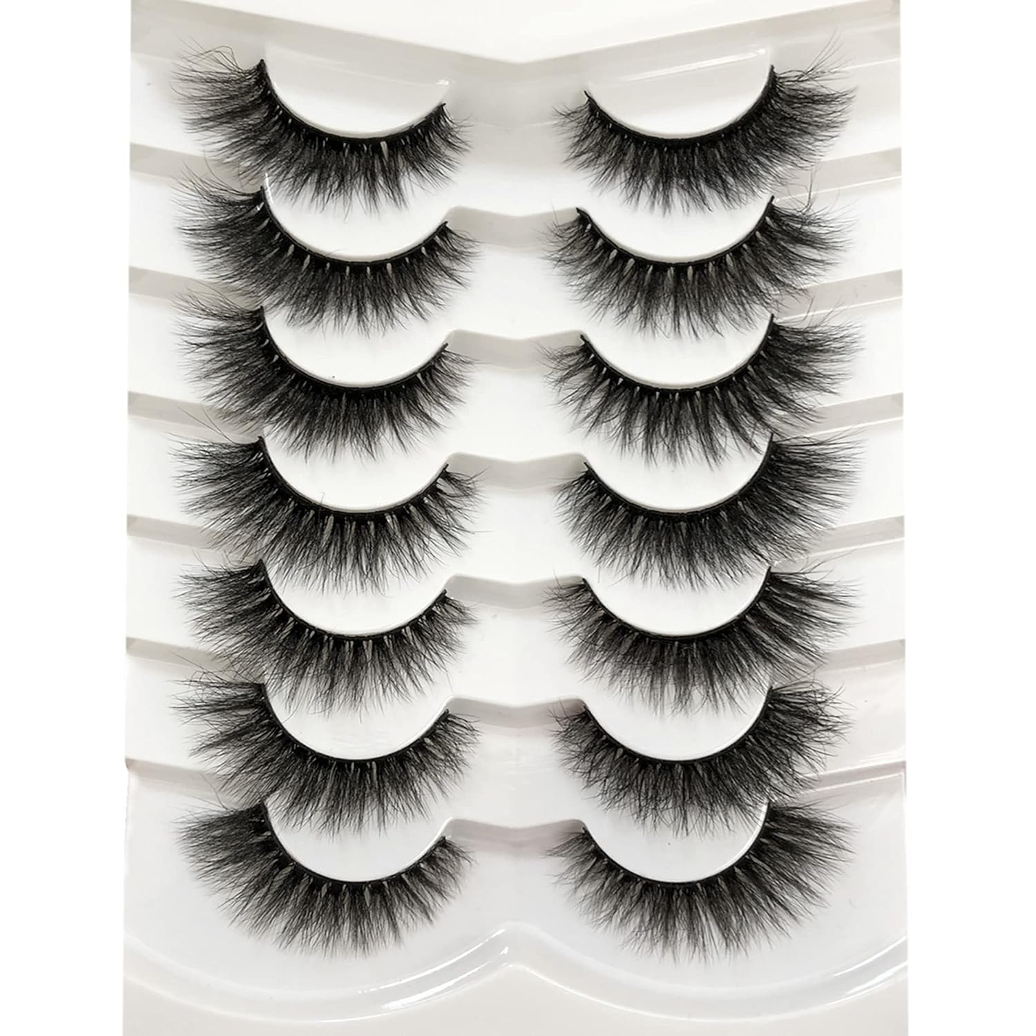 Pooplunch False Eyelashes Cat Eye Wispy Extensions Faux Mink Lashes Pack Short Natural Volume Fake Eyelash Strips 7 Pairs Pack