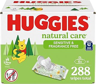 Sensitive Baby Wipes, Huggies Natural Care Baby Diaper Wipes, Unscented, Hypoallergenic, 6 Flip-Top Packs (288 Wipes Total)