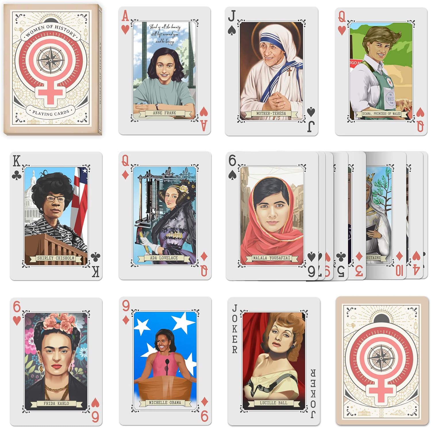 ASVP Shop Women of History Playing Cards Deck Feminine Empowerment Gift Games Poker Ladies