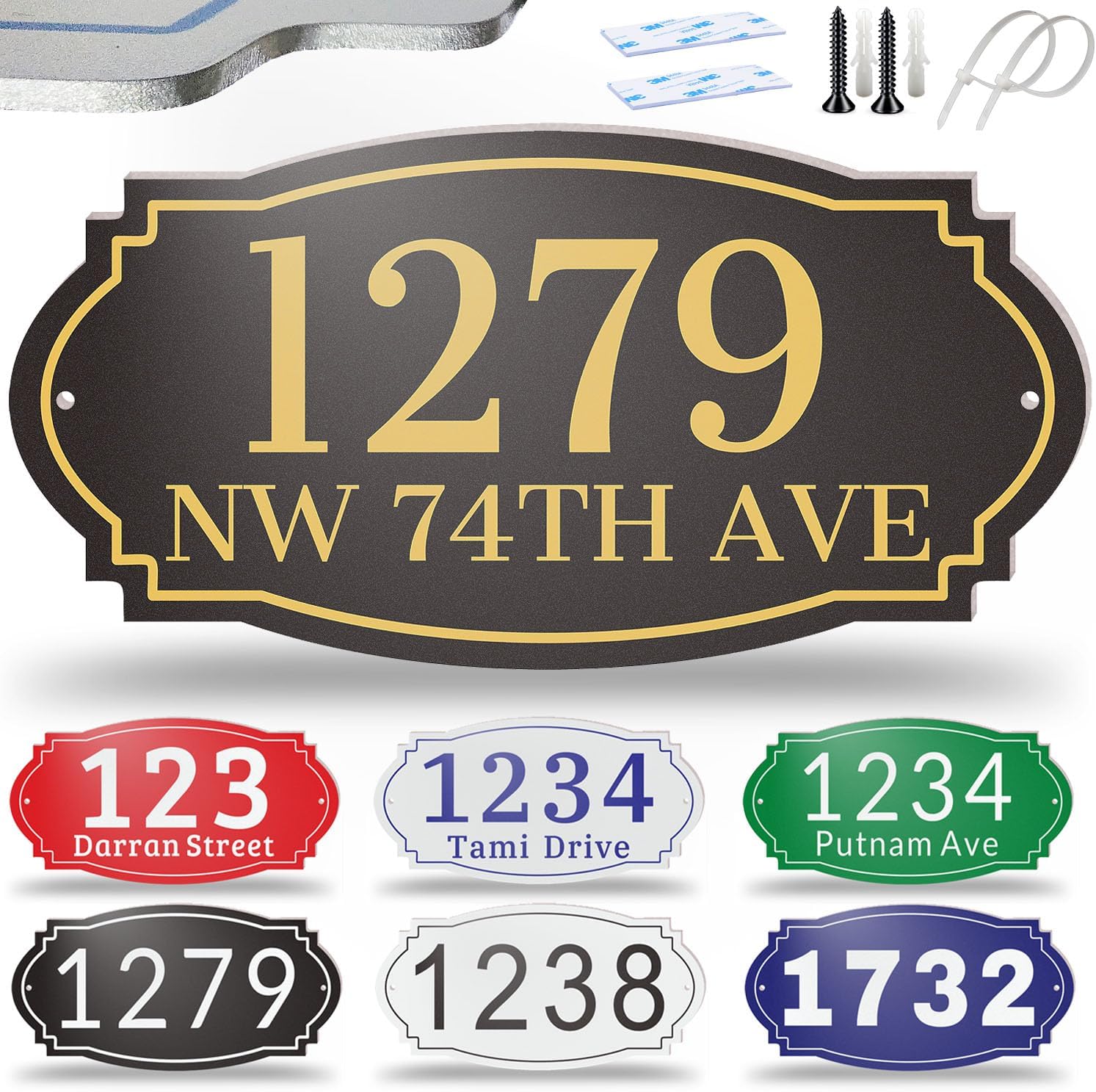 Address Signs for Houses Personalized- Heavy-Duty Solid Aluminum Rustproof Metal Powder Coated Baking House Number Sign Mailbox Address Plaque, Home Custom Address Numbers for House Yard Outside