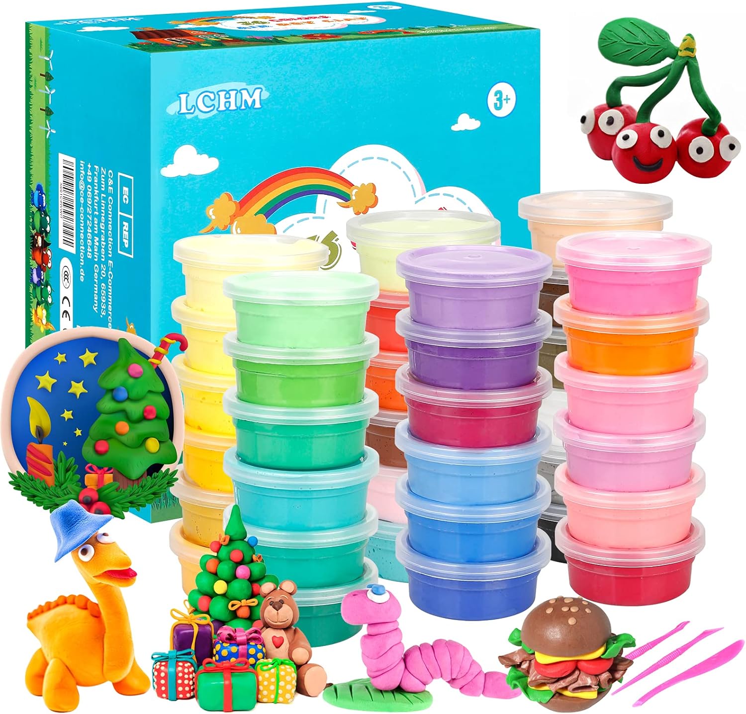 36 Colours Air Dry Clay, Ultra Light Modelling Clay, LCHM Magic Clay DIY Creative Modelling Dough with Project Book and Modelling Tools Best Birthday Children
