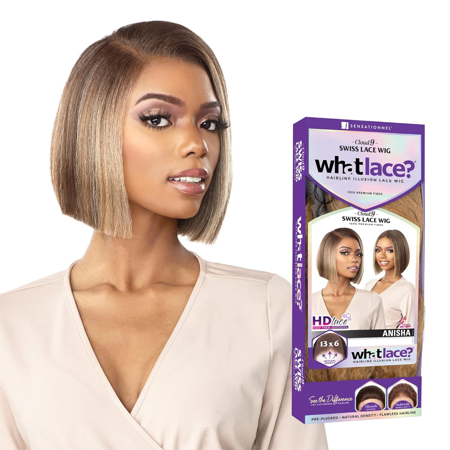 Sensationnel What lace 13x6 wigs - anisha lacefrontal hand tied glueless synthetic with natural density preplucked hairline (BALAYAGECARAMEL)