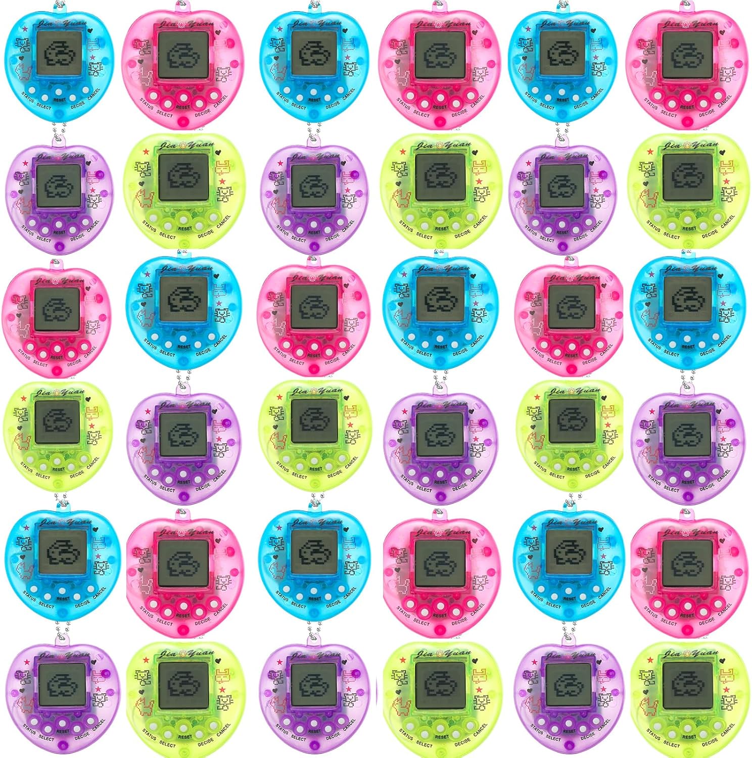 Jerify 36 Pieces Virtual Electronic Digital Pet Toys Retro Handheld Game Nostalgic 90s Toy with Key Chain for Boys Girls