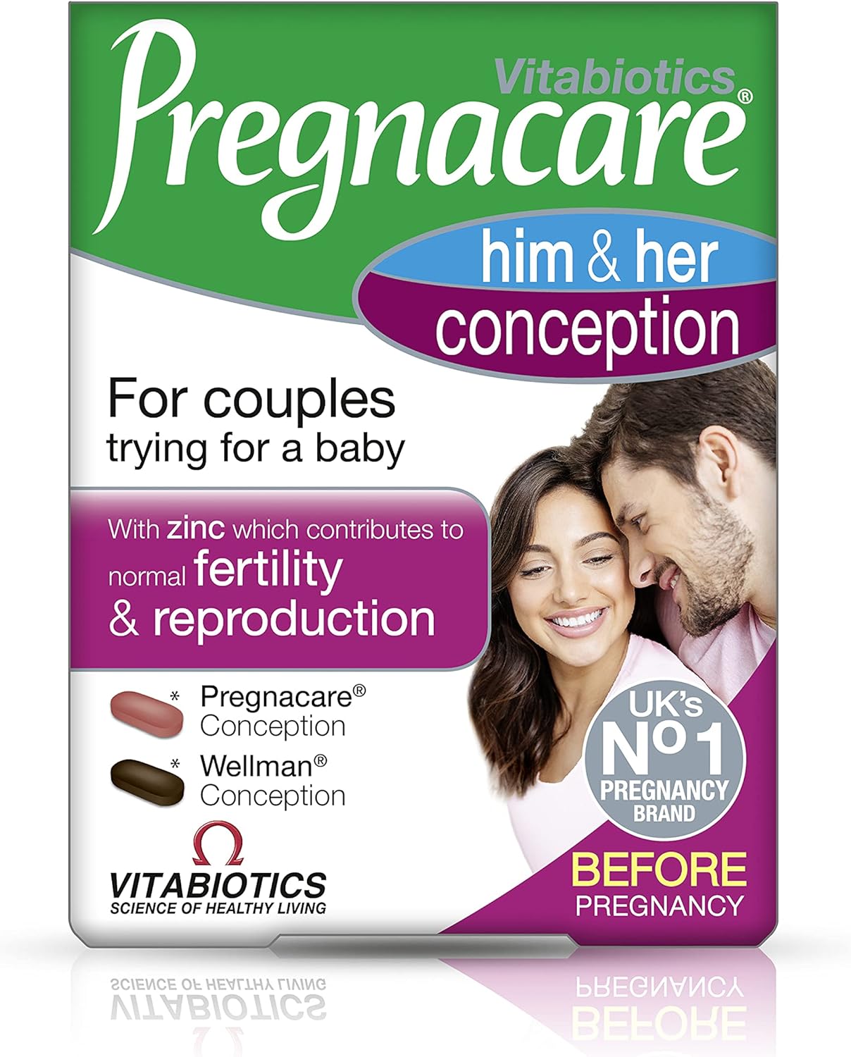 Pregnacare Conception Couples - Pregnancy Vitamins - UK's No.1 Pregnancy Brand. Greater Prenatal Care for Women, Supplement with Added Omega-3 DHA for Normal Brain and Eye Development. by Vitabiotics