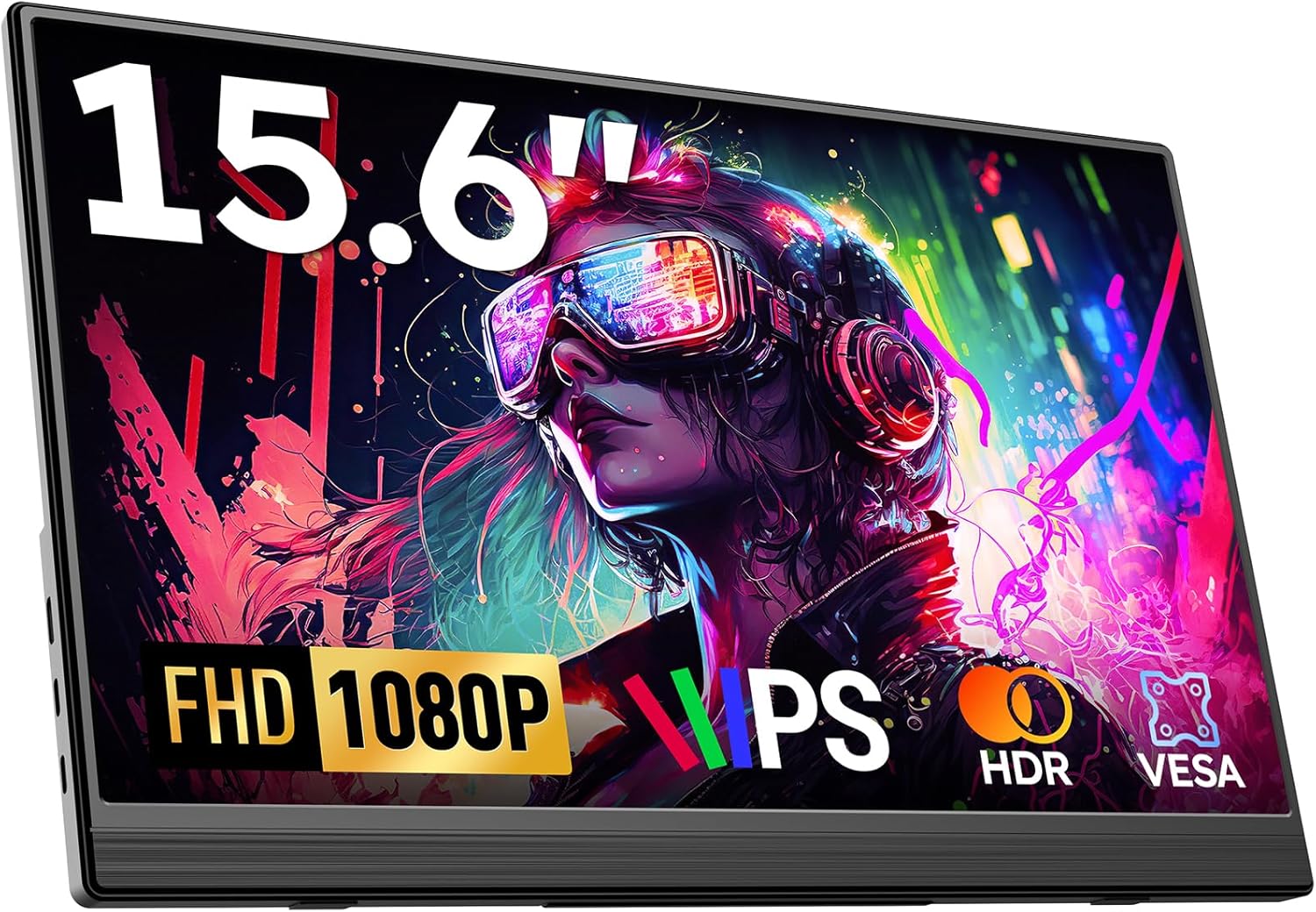 Portable Monitor, 15.6" FHD 1080P Travel Portable Monitor for Laptop, Ultra-Slim External Screen with Kickstand, Screen Extender for Laptop PC Mac Phone PS4/5 Xbox Switch