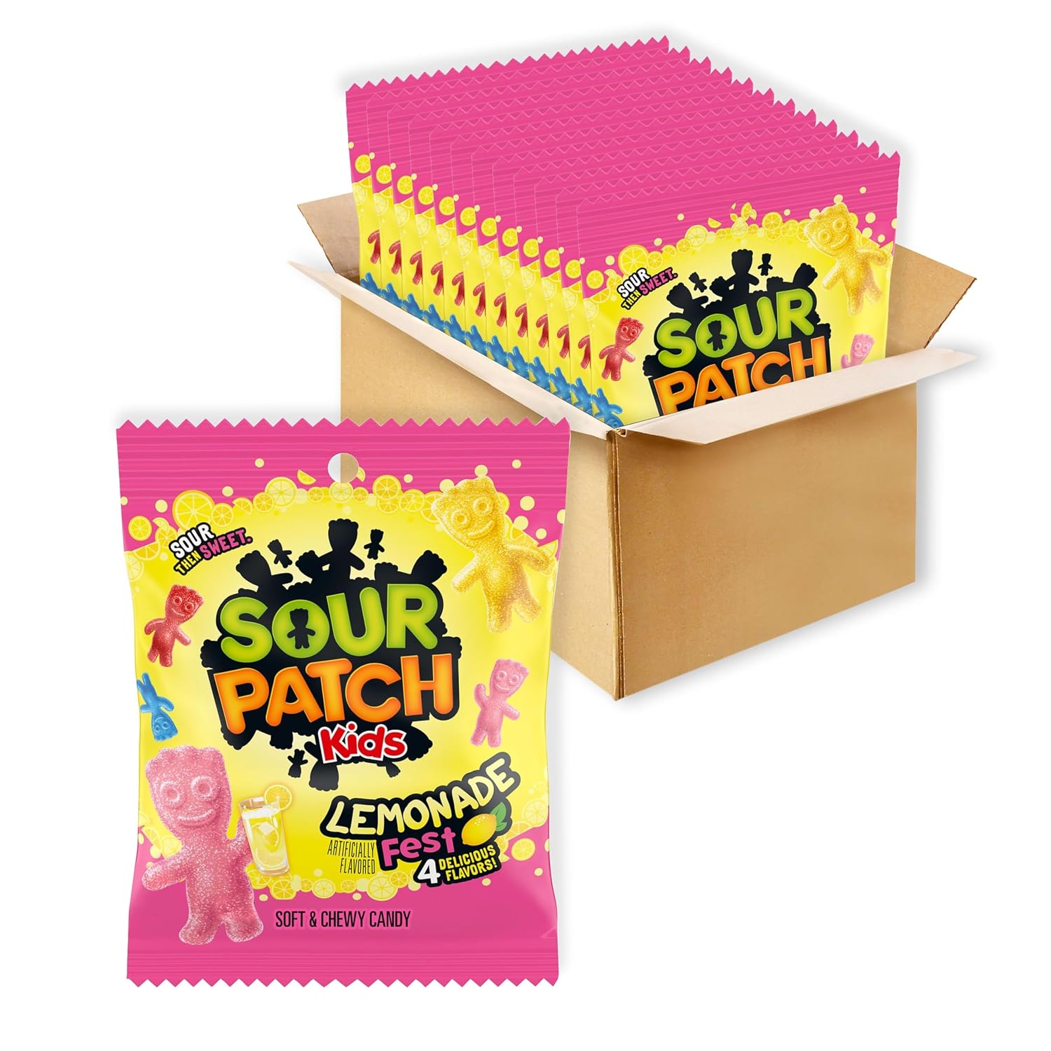 SOUR PATCH KIDS Lemonade Fest Soft & Chewy Gummy Candy, Bulk Candy, 12 Bags