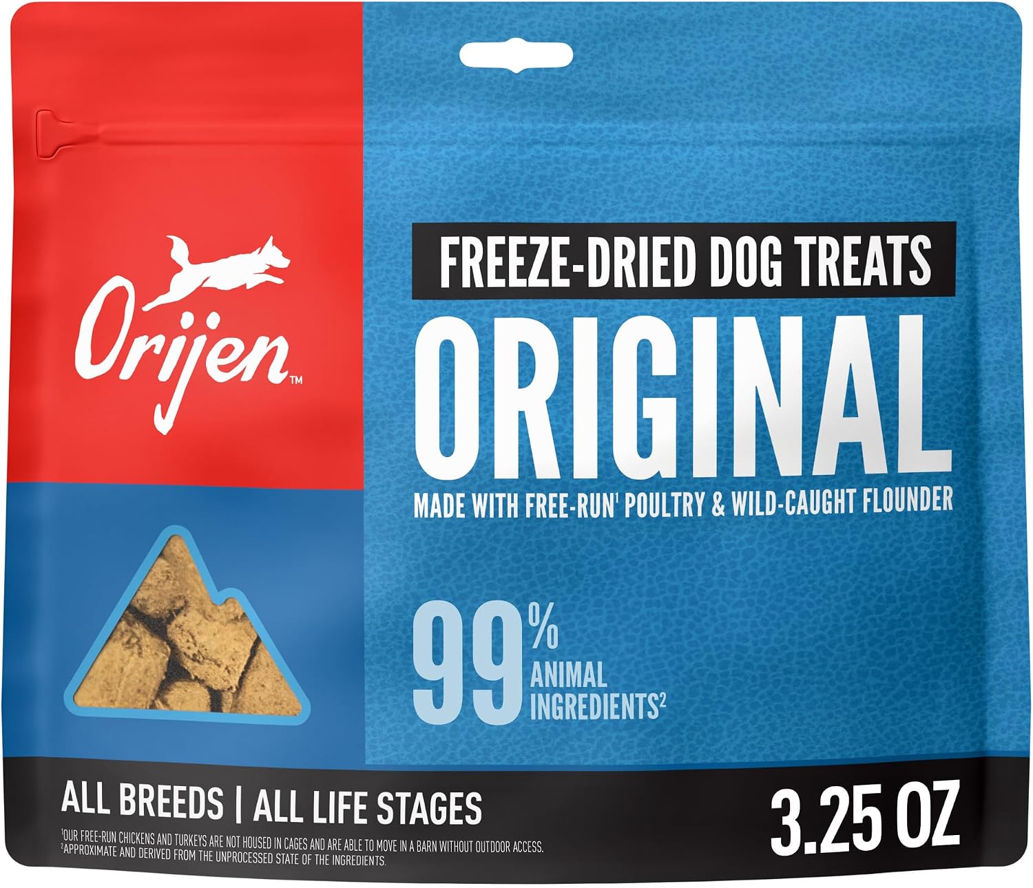 ORIJEN WHOLEPREY Freeze Dried Dog Treats Original Recipe 3.25oz Bag