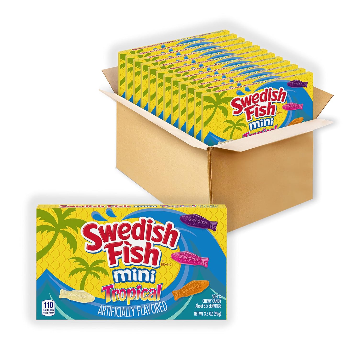 SWEDISH FISH Mini Tropical Soft & Chewy Candy, 12 - 3.5 oz Boxes