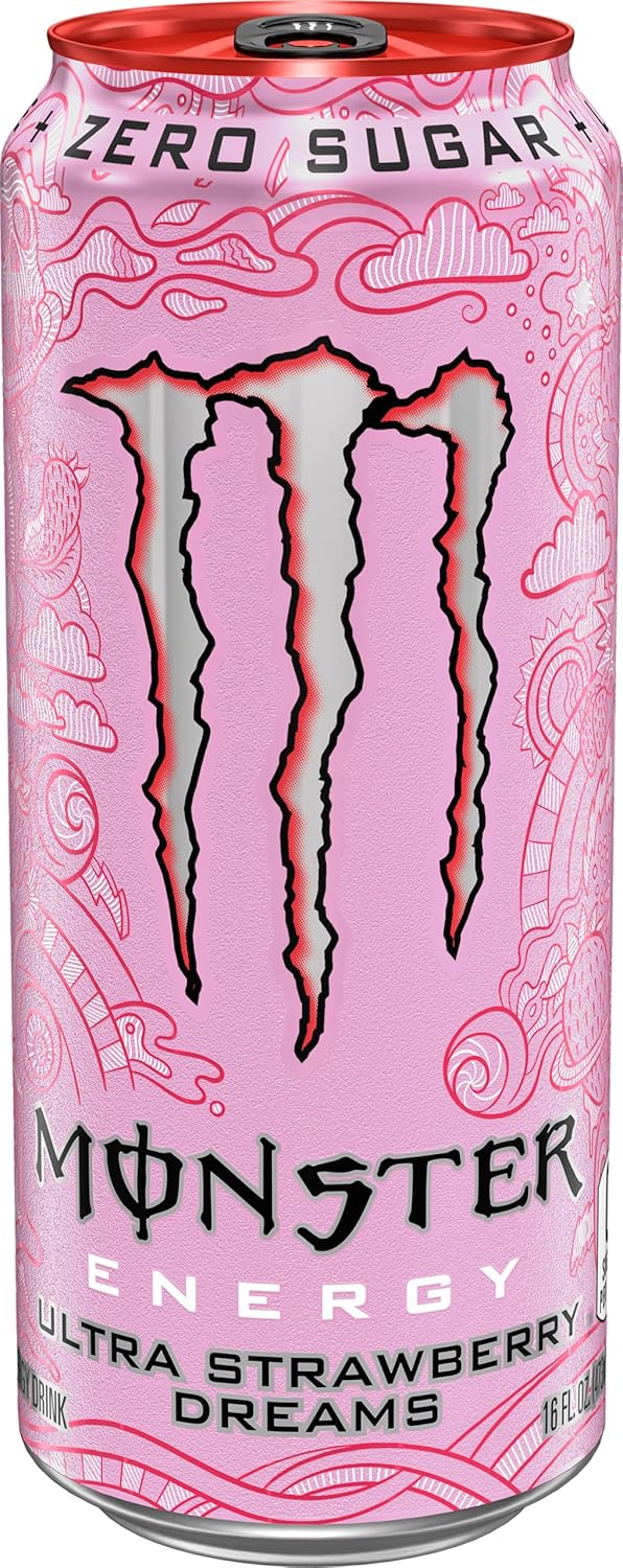 Monster Energy Ultra Strawberry Dreams, Sugar Free Energy Drink, 16oz