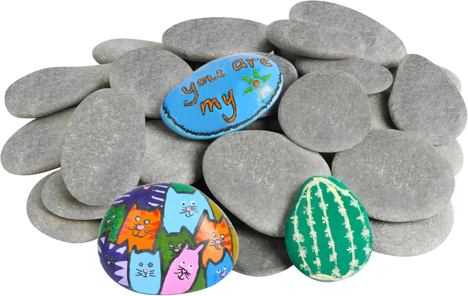 Simetufy 15 Pcs Rocks for Painting, River Rocks to Paint, 2"-3" Flat Painting Rocks, Smooth Rocks for Crafts, Natural Stones for DIY, Kindness Rocks Garden Decoration