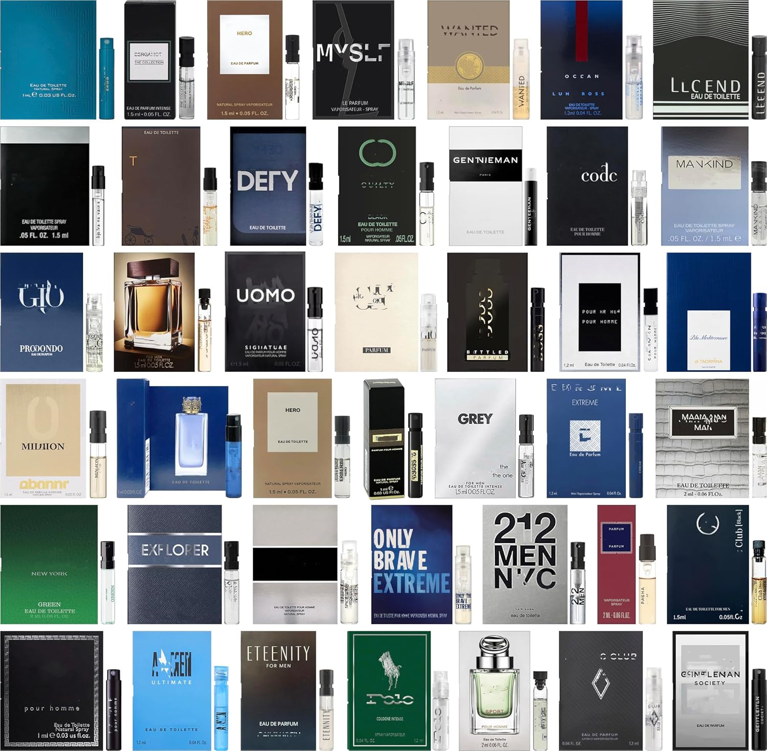 Cologne High End Designer Fragrance Sampler Set for Men - (Pack of 8 Sample Vials)