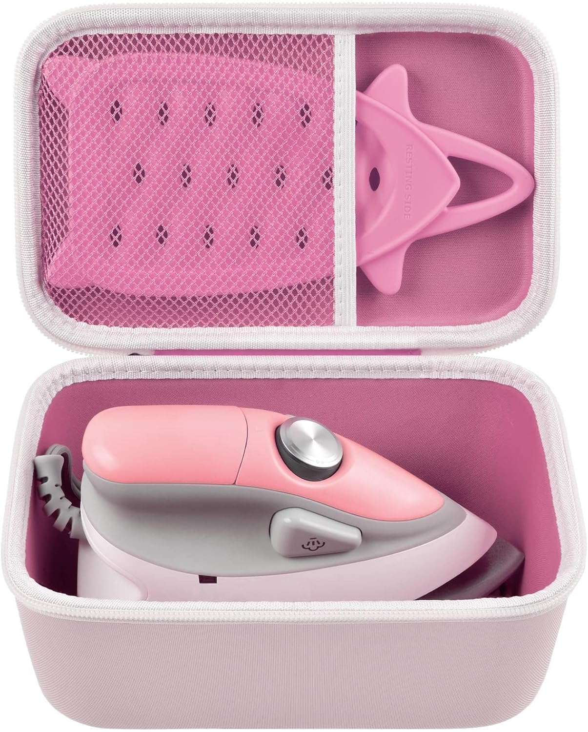 GWCASE Case Compatible with Newbealer/for Sunbeam Hot-2-Trot/for Oliso M3Pro M2 Mini Travel Iron for Sewing, Carrying Holder for Small Craft Quilting Irons with Steam& Silicone Rest (Box Only)- Pink