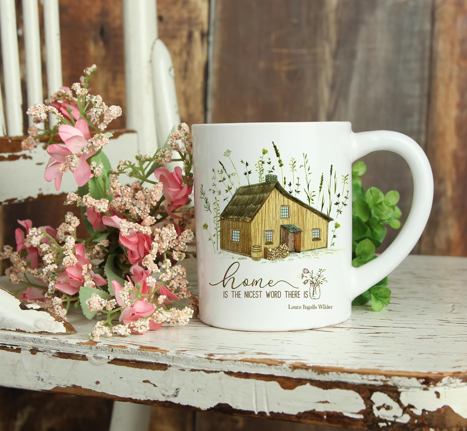 Nufar Home is the nicest word there is, Little House Mug gift, Little House on the Prairie Gift, gift for reader