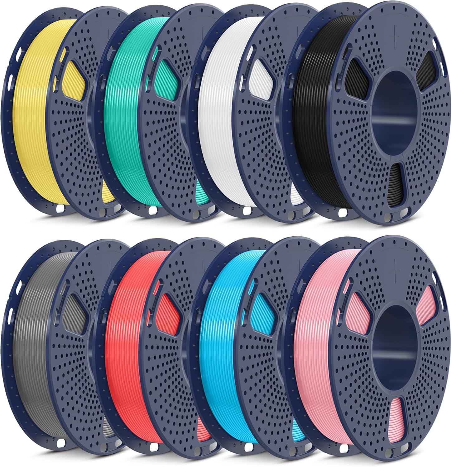 SUNLU PLA 3D Printer Filament Bundle, Muticolor PLA Meta Filament Bundle 1.75mm, Fast Printing, Individually Vacuum Packed, 250G Spool, 8 Rolls, Black+White+Grey+Blue+Green+Red+Pink+Yellow