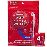 Colgate Optic White Wisp Disposable Mini Toothbrush, Cool Mint 24 Count (Pack of 4)