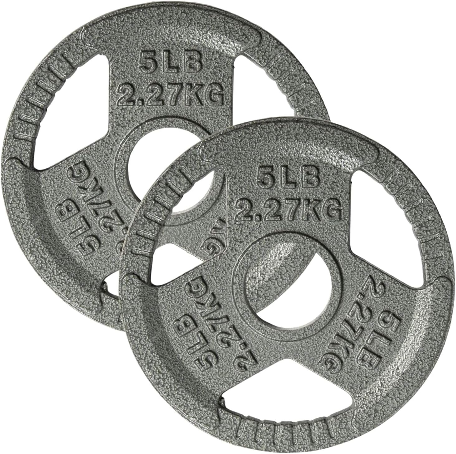 Yes4All Tri-Grip Handles Cast Iron Olympic Weight Plates, 2-Inch Weight Plates for Weight Lifting with Smooth and Durable Finish, Suitable for Strength Training Exercises (Single, Pair and Set)