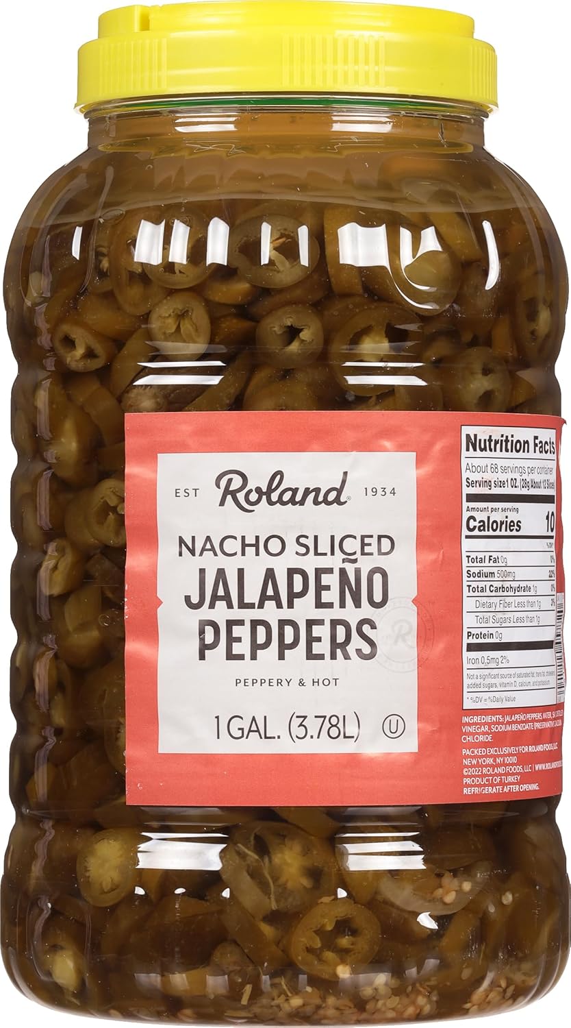 Roland Foods Nacho Sliced Jalapeno Peppers, Specialty Imported Food, 1 Gallon, Pack of 1