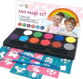 Maydear Face Painting Kit for Kids with 12 Colors Safe and Non-Toxic Large Water Based Face Paint (Matte)