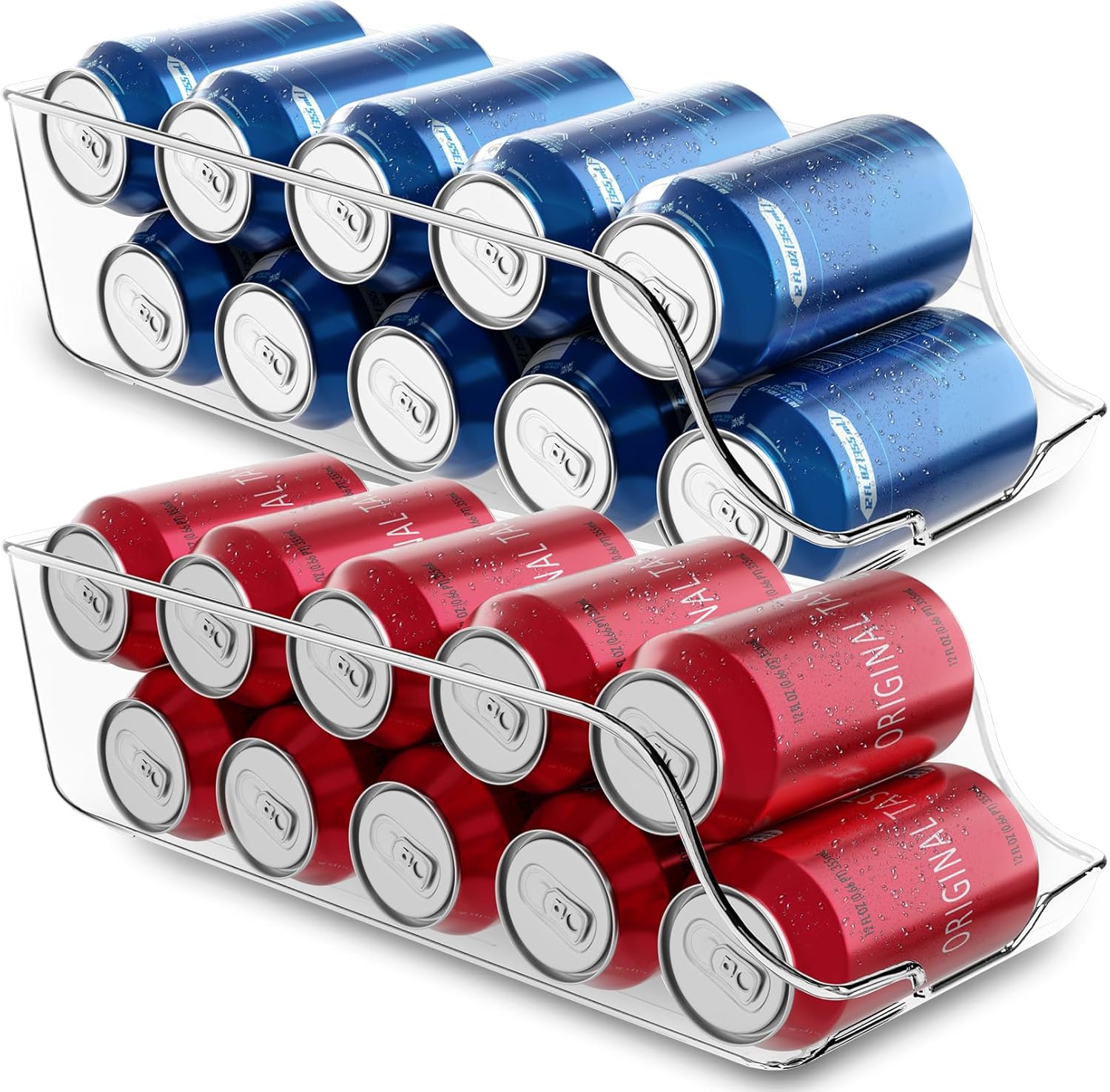 Utopia Kitchen - Soda Can Organizer For Pantry - Refrigerator or Fridge Organizer and Storage - Can Storage Organizer Pantry, & Freezer Kitchen Organization - (Clear, Pack of 2)