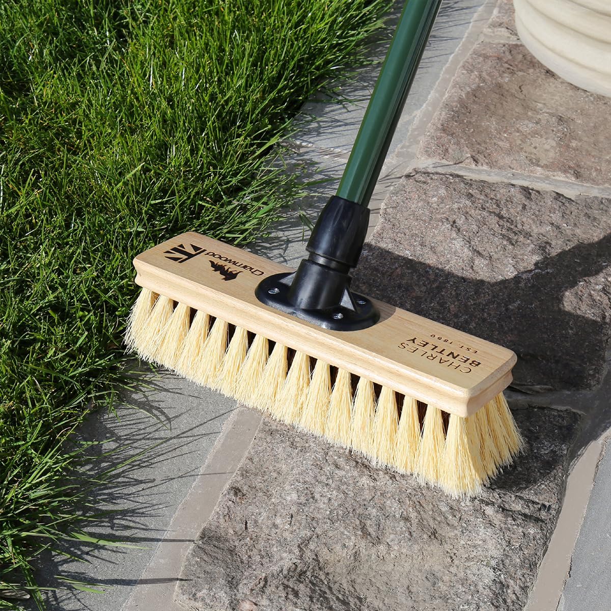 Charles Bentley Charnwood 12" Dual Fill Broom for Garden & Outdoor Maintenance Premium Brushware Green FSC Wood