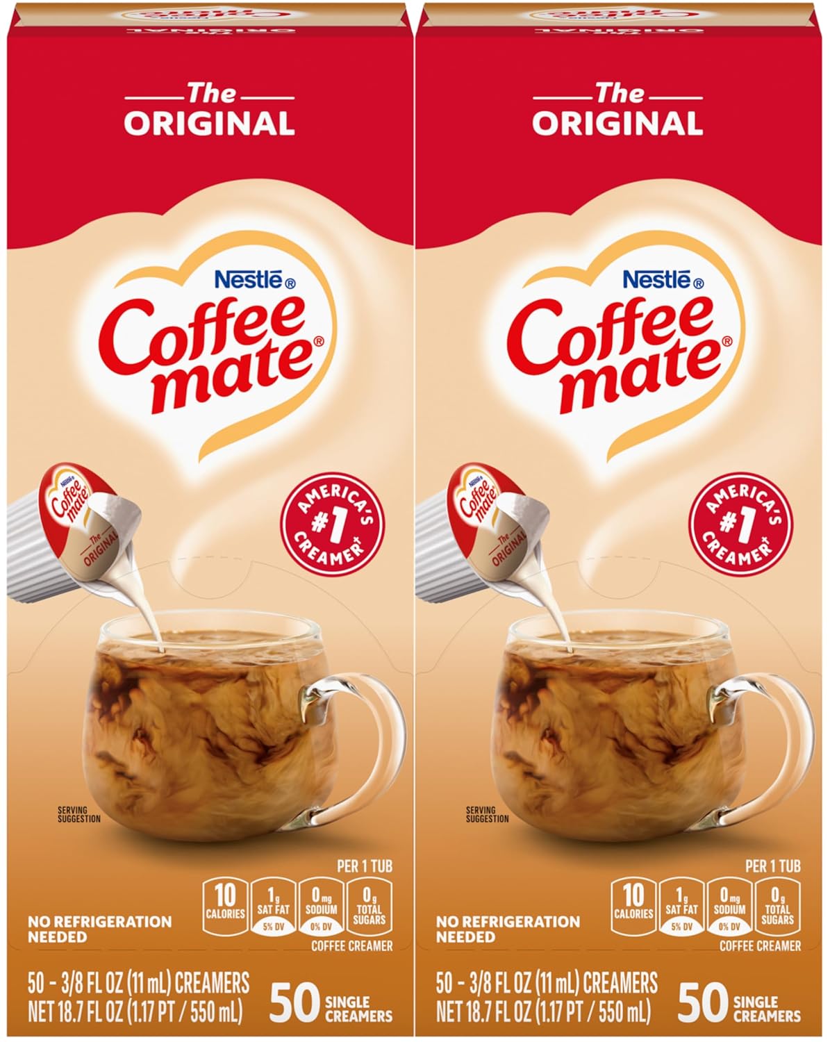 Nestle Coffee mate Liquid Coffee Creamer Singles, Original, 50 Ct Box (Pack of 2)