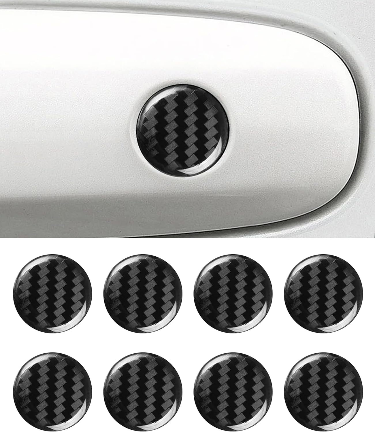 Flaconi 8PCS Car Key Hole Cover, Lock Covers, Door Entry Guard Shield Fits Most Cars (Carbon Fiber)