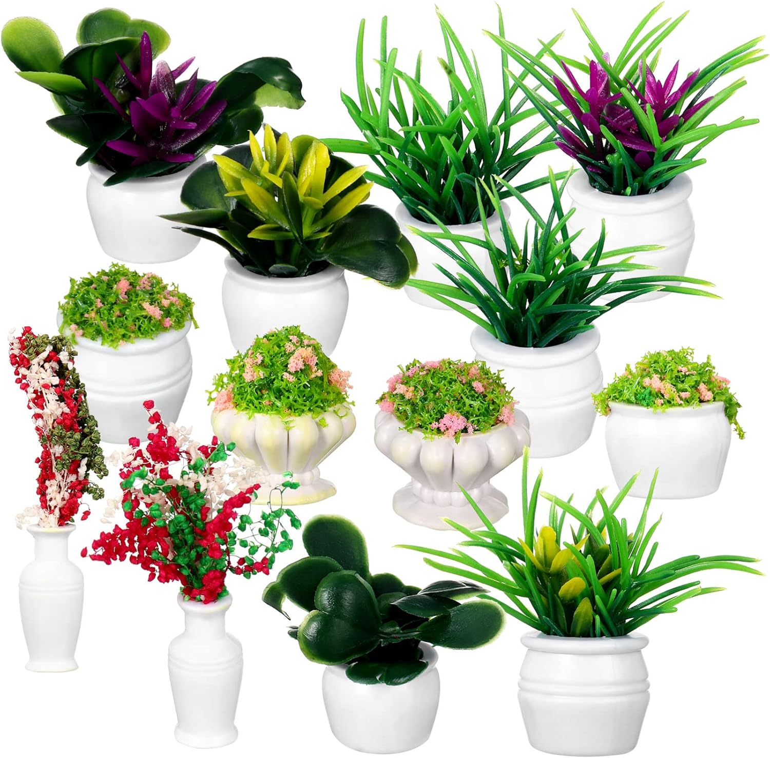 IMIKEYA 13 Pcs Doll House Miniature Bonsai Plants Mini Potted Plants Models Tiny Fake Greenery Ornaments