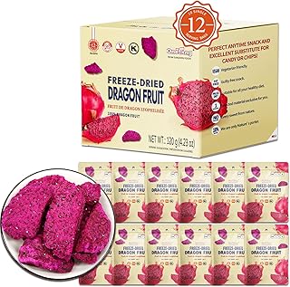 ONETANG Dried Dragon Fruit Chips (Pack of 12) for Drinks Refreshers, Healthy 1 Ingredient Superfood Snack, Crunchy Crisp, Dehydrated Dry Red Pitaya Pieces, Gluten Free Vegan 4.23 Oz
