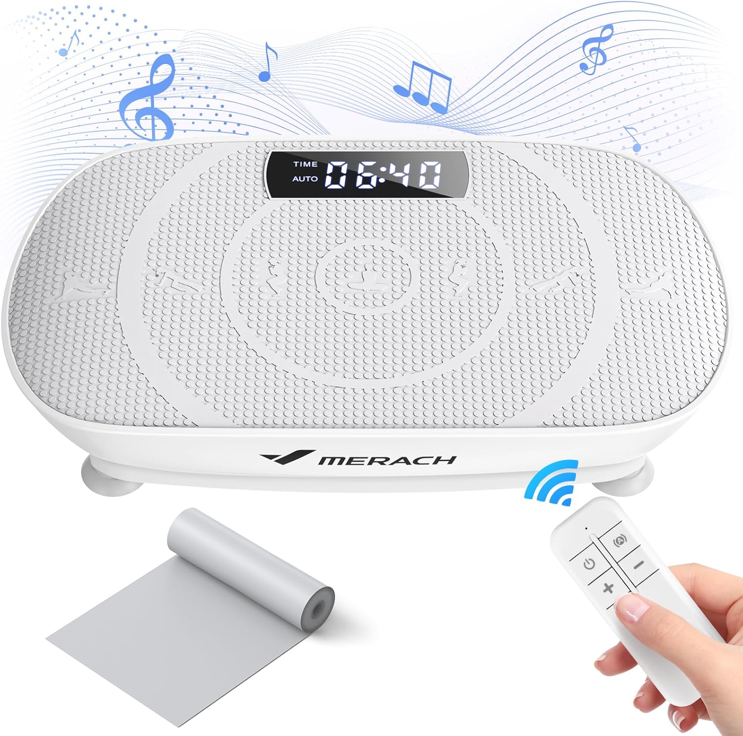 MERACH Vibration Plate, Whole Body Workout Powerful Quiet Vibration Plate Exercise Machine for Weight Loss and Shaping, Auto or Manual Speed Control, Built-in Bluetooth Speaker