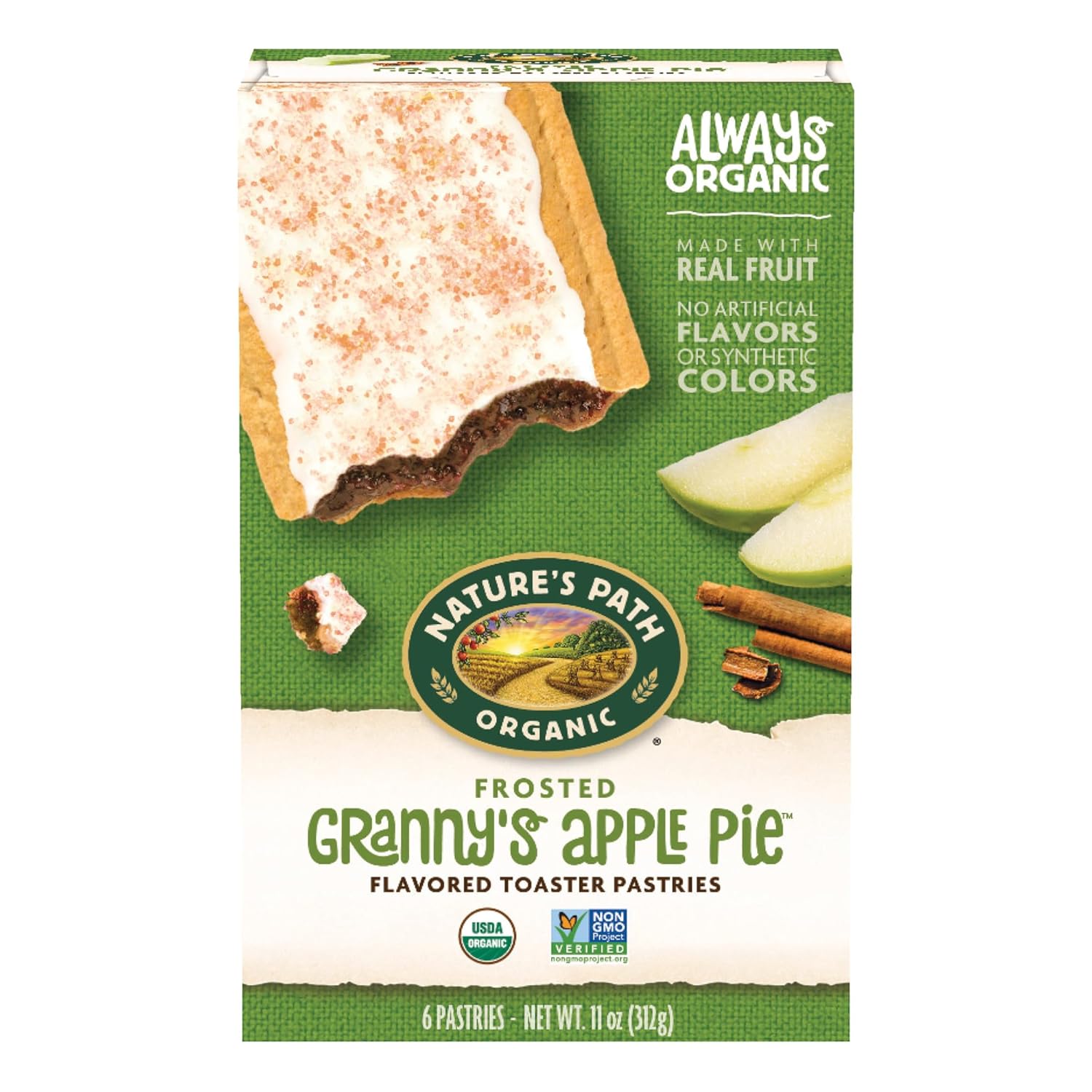 Nature's Path Organic Frosted Granny’s Apple Pie Toaster Pastries, 11 oz (Pack of 1), Non-GMO