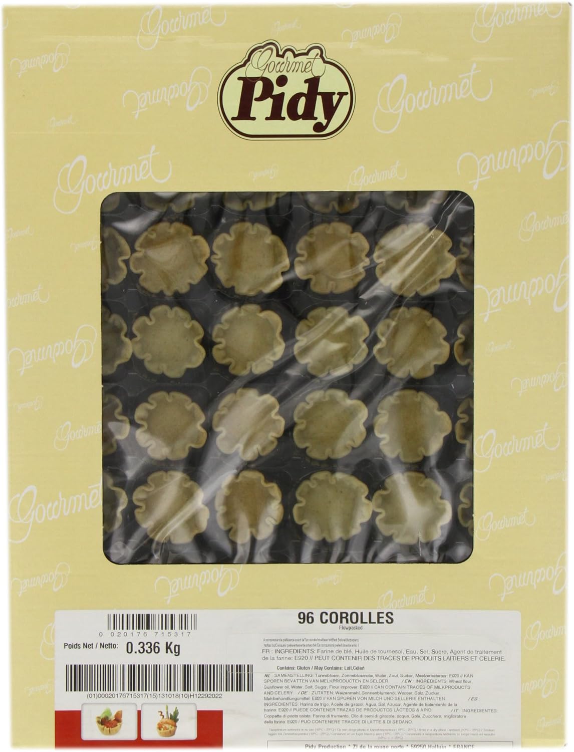 Pidy Corolles Mini Crispy Flower-Cups, 4 cm Diameter - 96 Portions