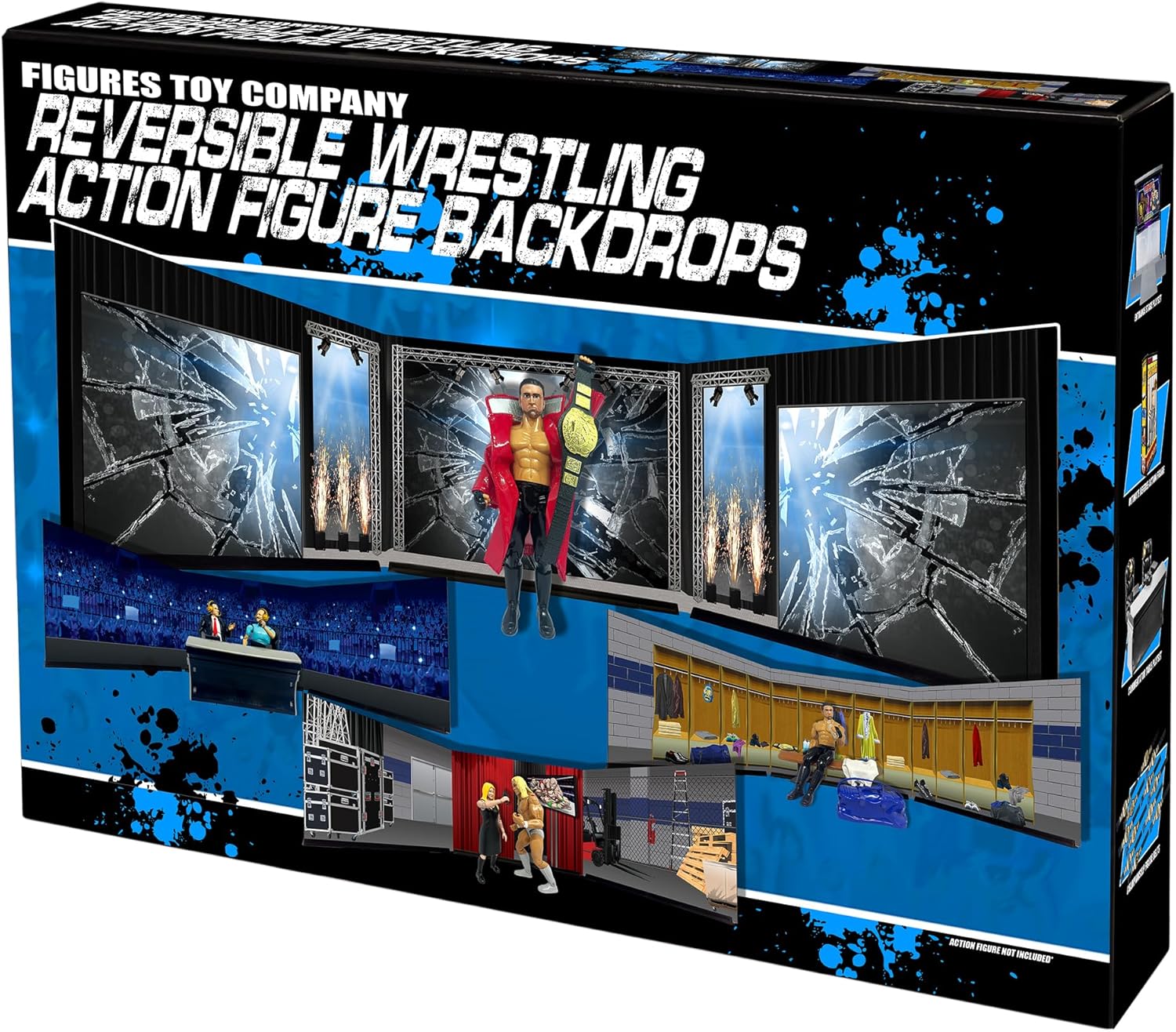 Reversible Wrestling Action Figure Backdrop Dioramas For WWE & AEW Wrestling Action Figures
