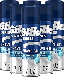 Gillette Series 3X Moisturizing Shave Gel, 6 Count, 7oz Each, Lubrication to Protect Against Irritation, Blue-White, 7 Ounce (Pack of 6)
