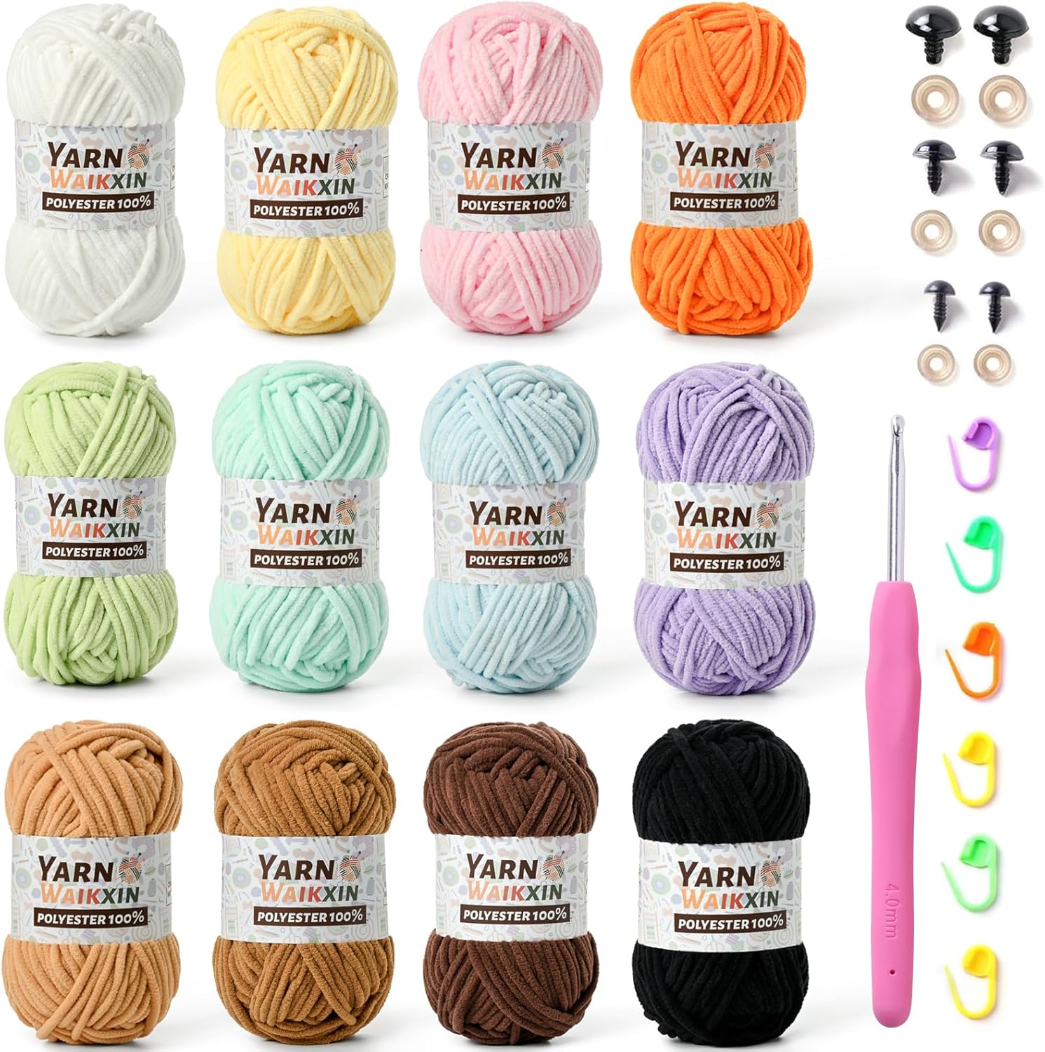 12 Pack Fluffy Chunky Chenille Yarn for Crocheting, Baby Yarn for Crocheting Soft Blanket, 1200g (1574yds) Bulky Yarn Set for Crochet Amigurumi & DIY Crafts A