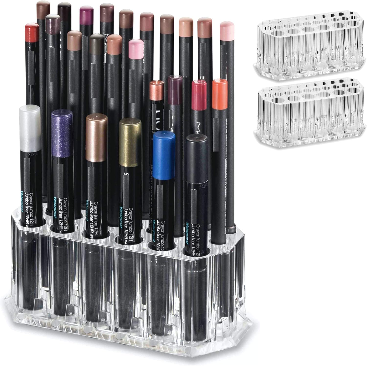 BY ALEGORY Acrylic Eyeliner Organizer & Lip Liner Organizer 26 Space Storage 20 Standard 6 Jumbo Cosmetic Pencil Makeup Display Case Refillable Container
