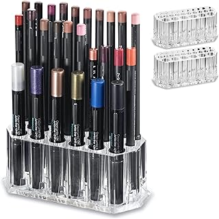 BY ALEGORY Acrylic Eyeliner Organizer & Lip Liner Organizer 26 Space Storage 20 Standard 6 Jumbo Cosmetic Pencil Makeup Display Case Refillable Container