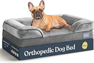 Orthopedic Sofa Dog Bed - Ultra Comfortable Dog Beds for Medium Dogs - Breathable & Waterproof Pet Bed- Egg Foam Sofa Bed with Extra Head and Neck Support - Removable Washable Cover & Nonslip Bottom.
