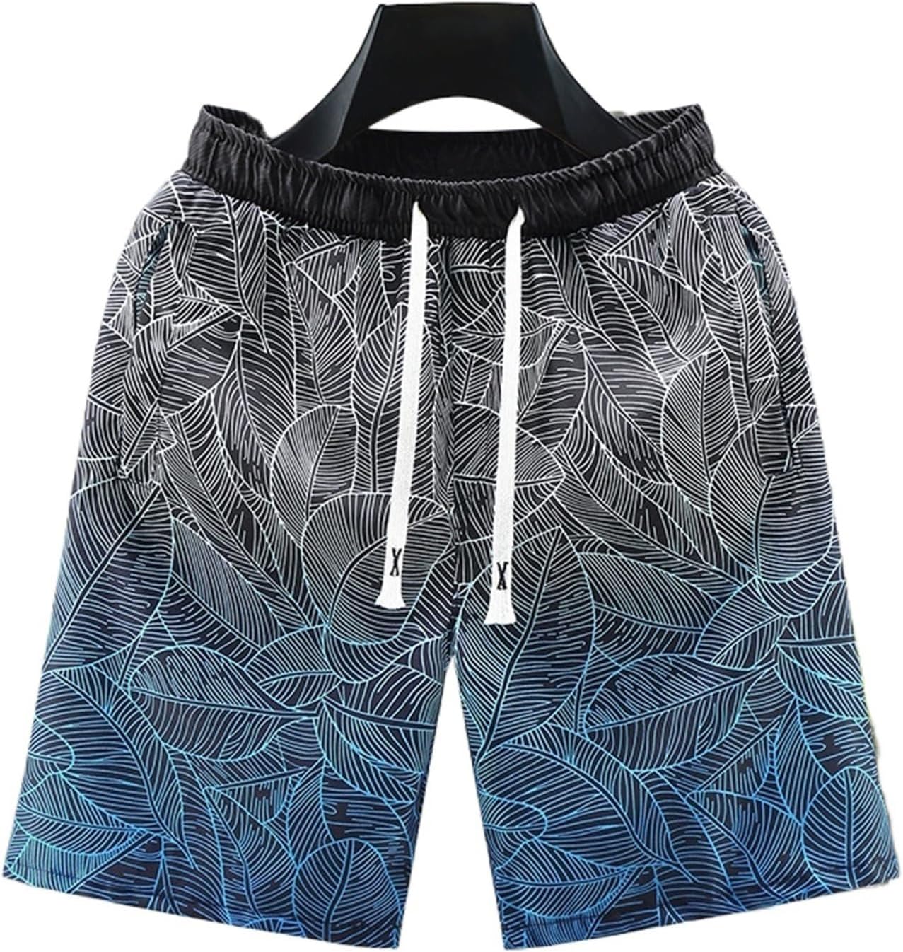 Explcior Mens Floral Shorts, Men's Floral Embroidery Drawstring Waist Shorts Summer Vacation Shorts with Pockets